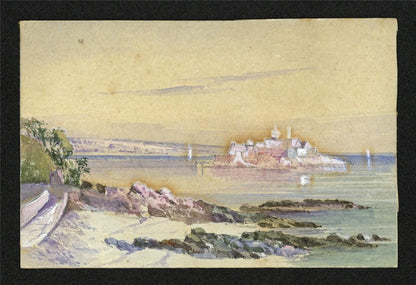 Castle Cornet Guernsey - Miniature Watercolour Painting - 19th Century1