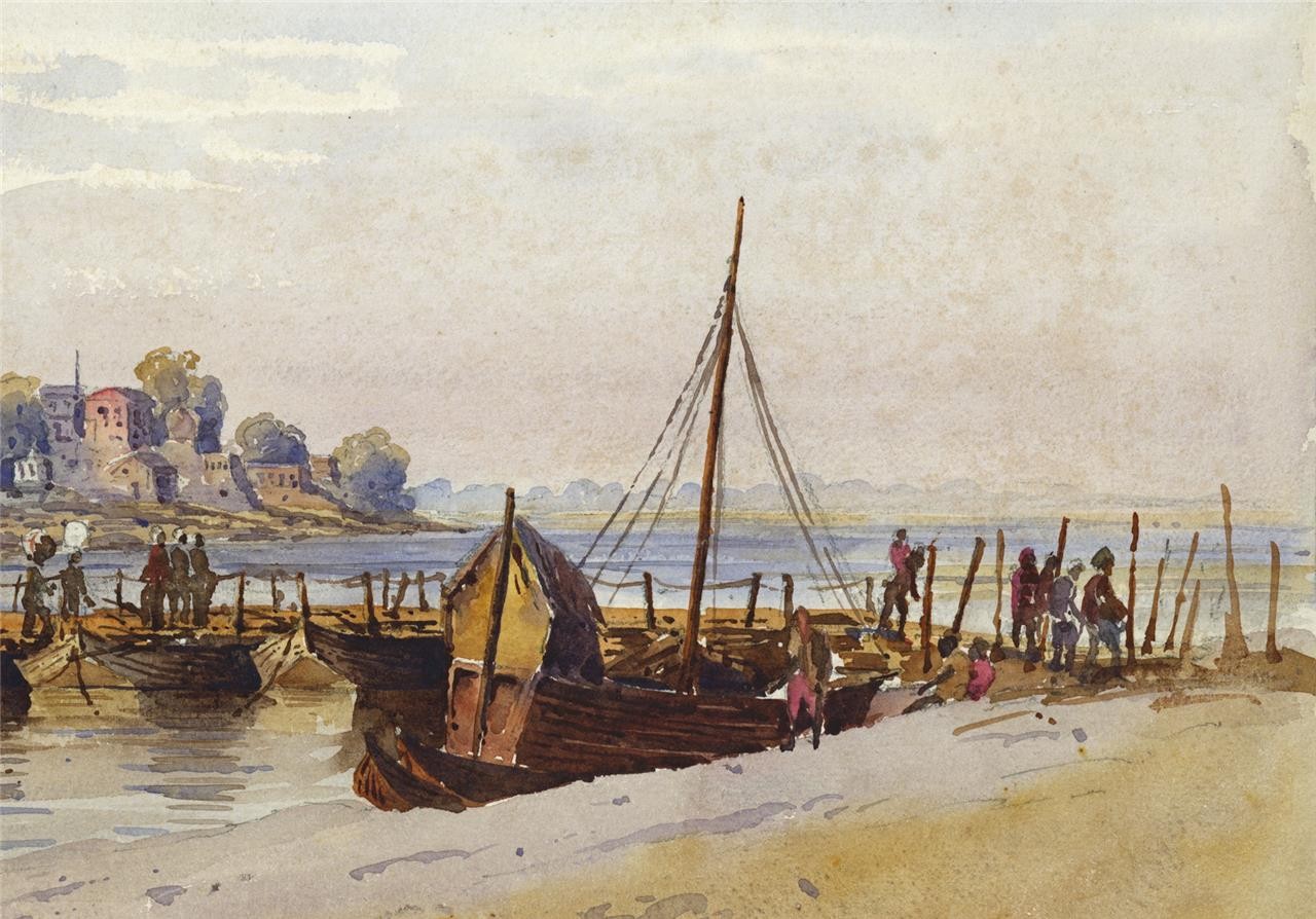 The Ganges Jhusi India 1905 - Watercolour Painting - Arthur Herbert Hussey3