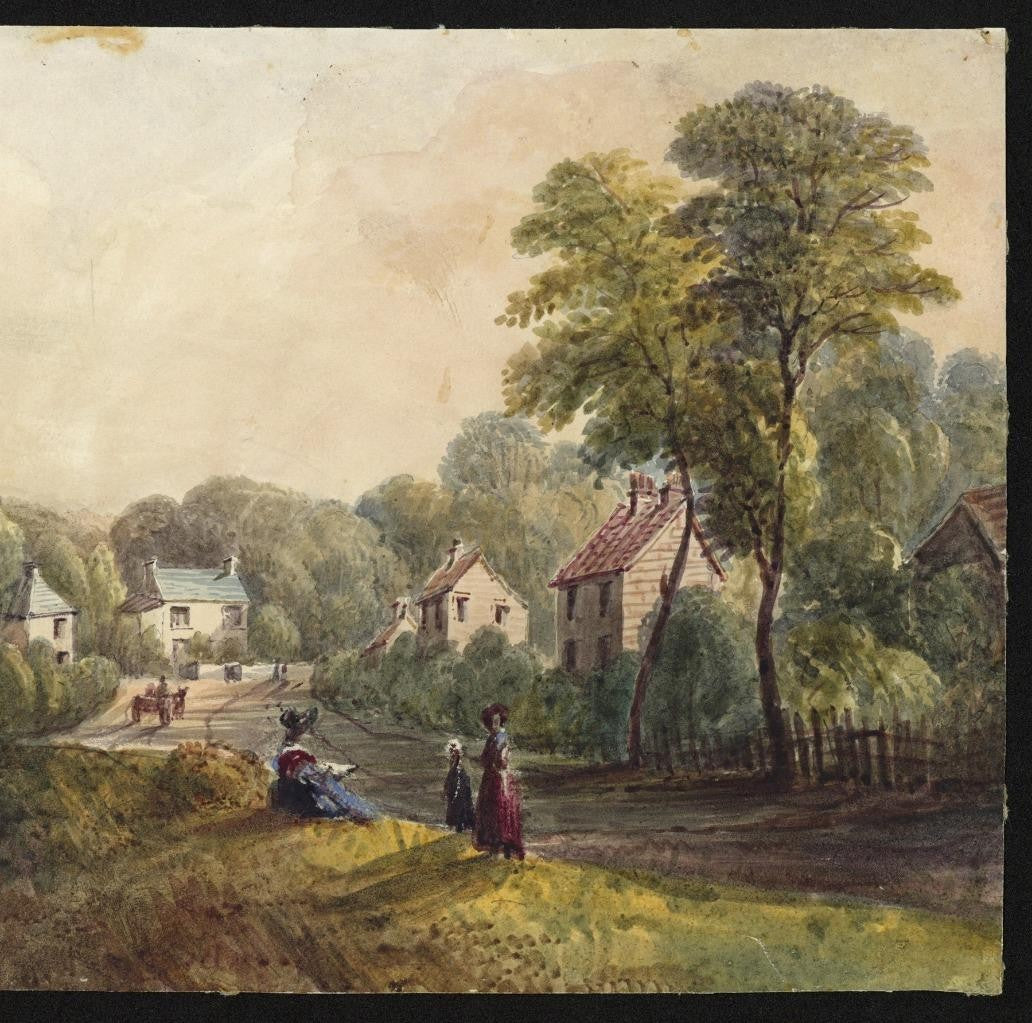 Mary Webster (1794-1883) Watercolour Painting - Cottages At Sudbury London 18405