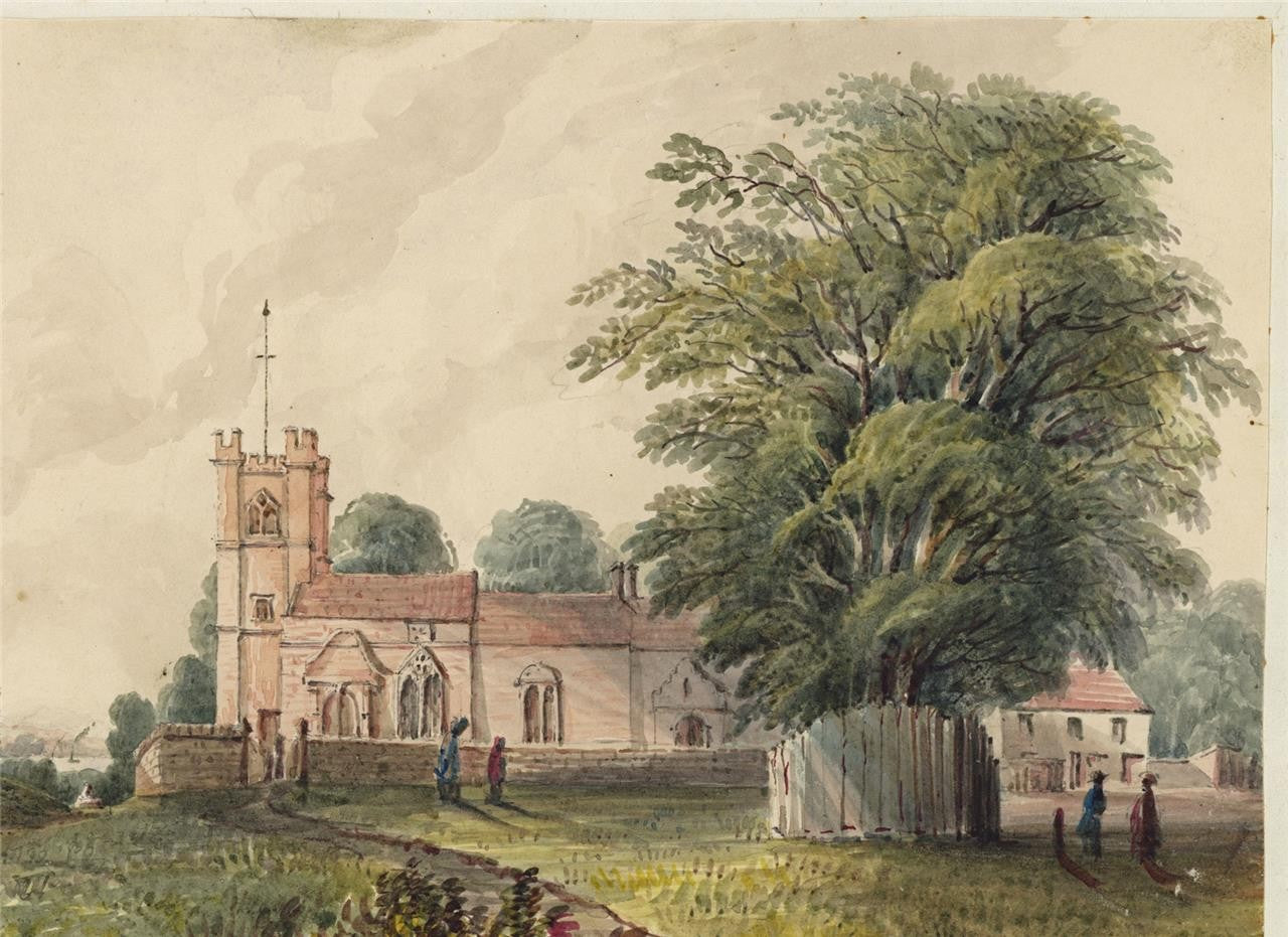 Mary Webster Watercolour Painting Charlton Church Woolwich Greenwich London 184110