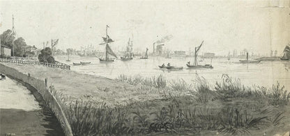 James Wilcox (17781865) Watercolour Painting  Blackwall Reach London 18436
