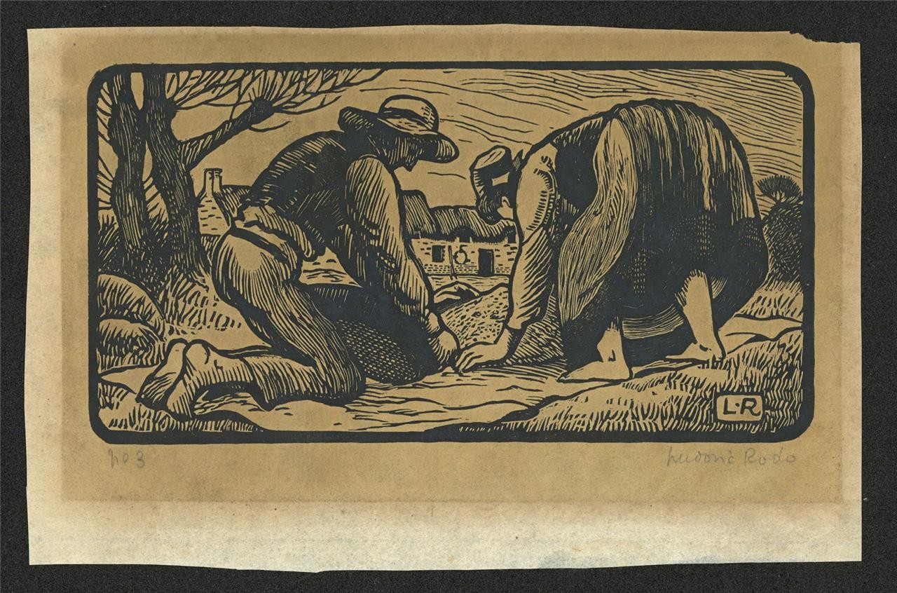 Ludovic-Rodo Pissarro (1878-1952) Signed Wood Engraving - Figures In Landscape1