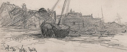 George Charles Haite (1855-1924) Pencil Drawing Wells-Next-The-Sea 18995