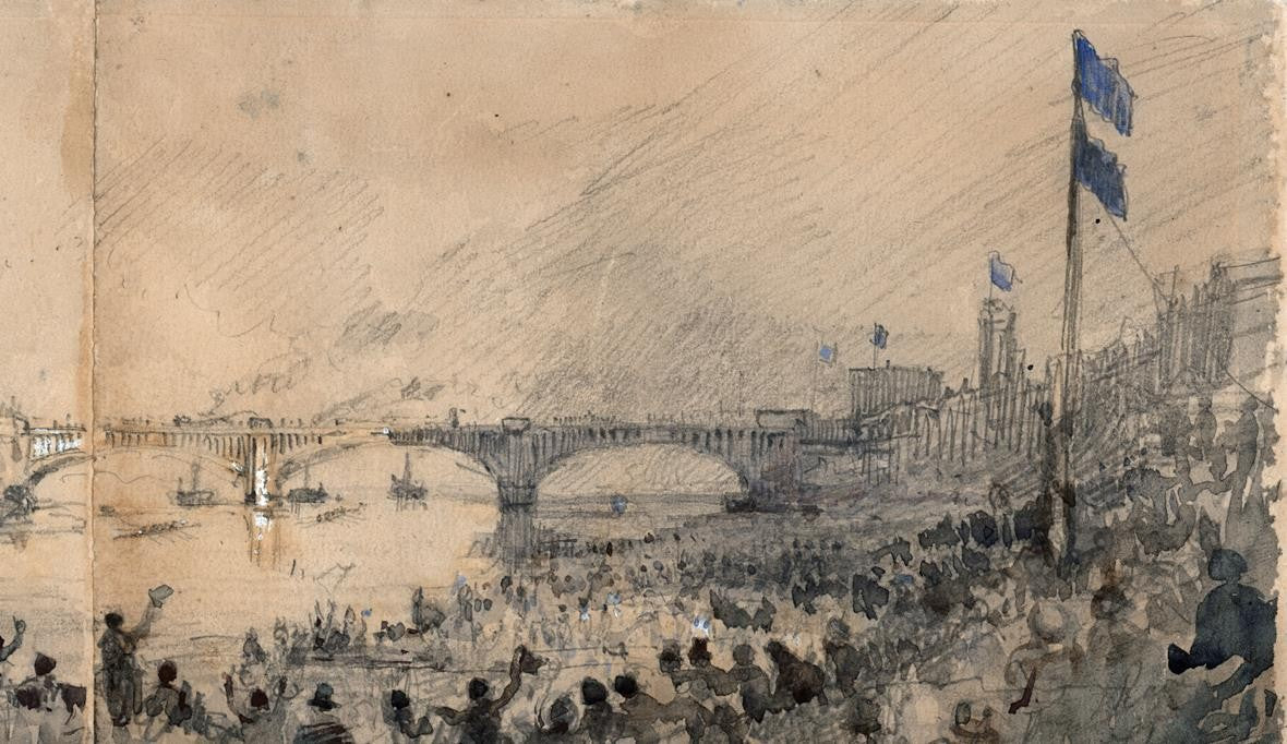 The Boat Race Oxford & Cambridge - Watercolour Painting 1877 River Thames London10