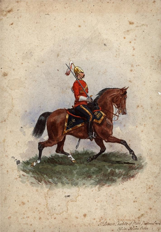 Richard Simkin (1850-1926) Watercolour Painting 5th Dragoon Guards Officer 18770