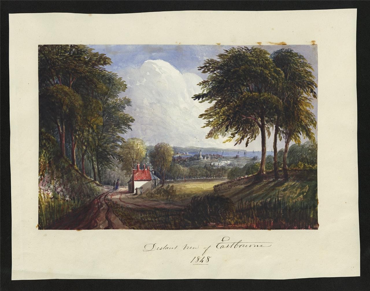 Mary Webster (1794-1883) Watercolour Painting - Distant View Of Eastbourne 18481