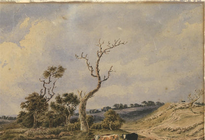Cattle In Rural Landscape Possibly New Forest? Watercolour Painting 19th Century5