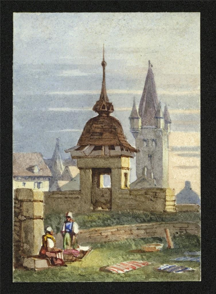 Style Of Samuel Prout Mayence Germany Watercolour Painting 19th Century1