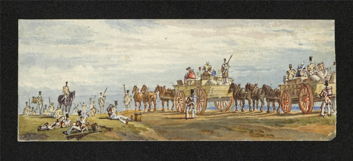 Military Battle Scene - Miniature Watercolour Painting - 19th Century - 21