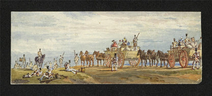 Military Battle Scene - Miniature Watercolour Painting - 19th Century - 21