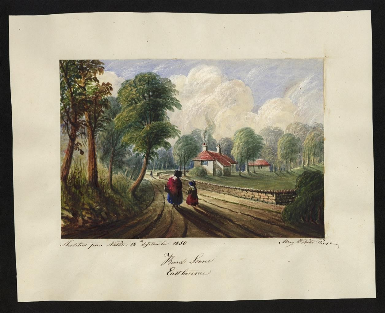 Mary Webster (1794-1883) - Watercolour Painting - Road Scene Eastbourne 18501