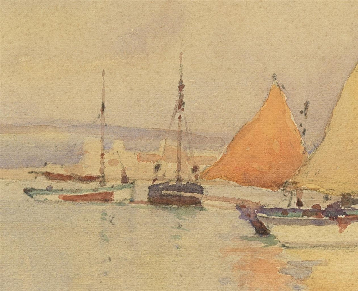 Eyres Simmons (1872-1955) - Watercolour Painting - Boats In Harbour5