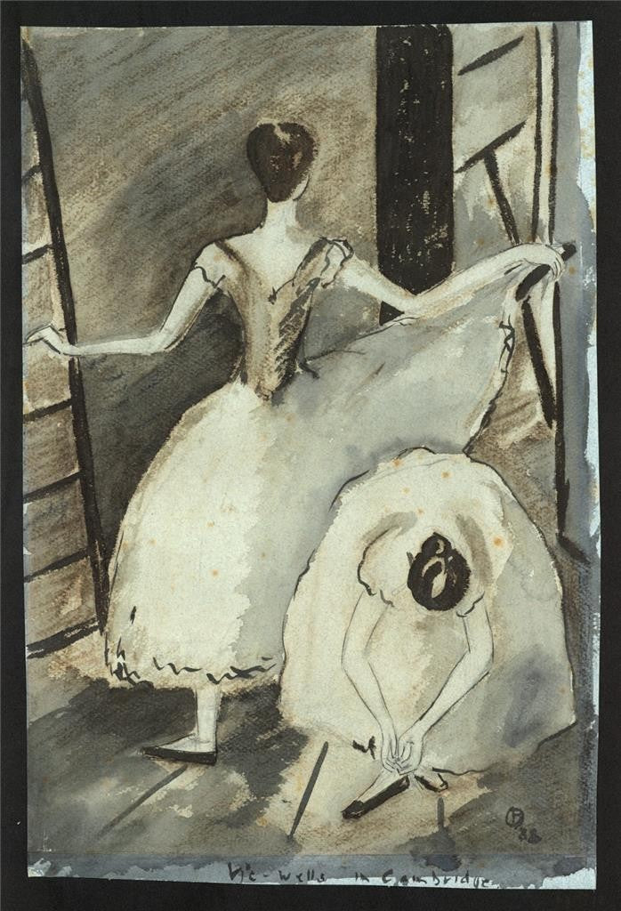 Phyllis Chilton Osborne Watercolour Painting Vic-Wells Ballet Cambridge 19381