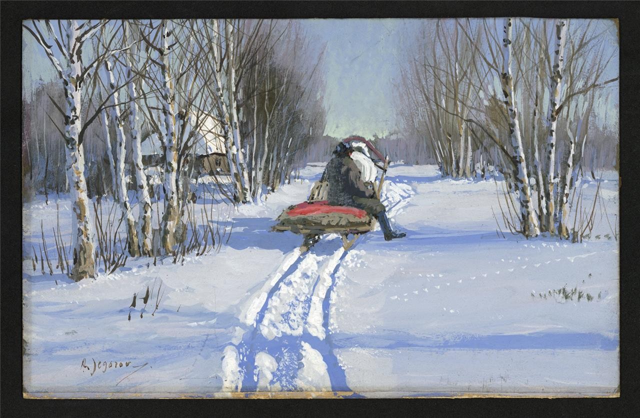 Andrei Yegorov (1878-1954) - Painting - Snowy Winter Landscape1