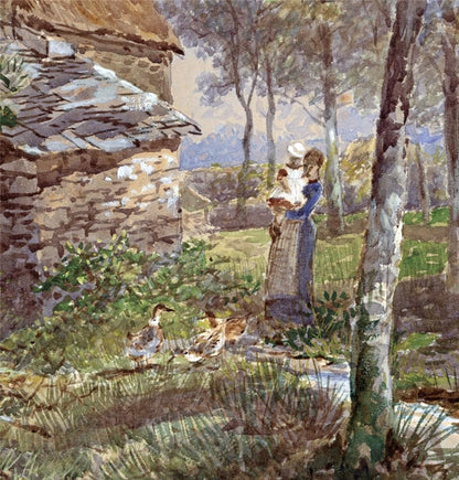 William Henry Pike (1846-1908) - Watercolour Painting - Cottage Scene - 18785