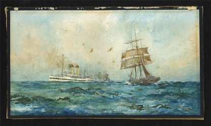 William Minshall Birchall Watercolour Painting - Cross Channel Wartime 1918 WW12