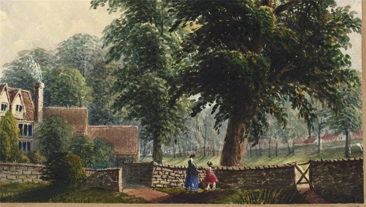 Mary Webster (1794-1883) - Watercolour Painting Village Scenery Eastbourne 18527