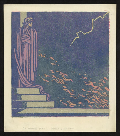 Cecil French (18791953) Pencil Signed Woodcut  A Tragic Poet1