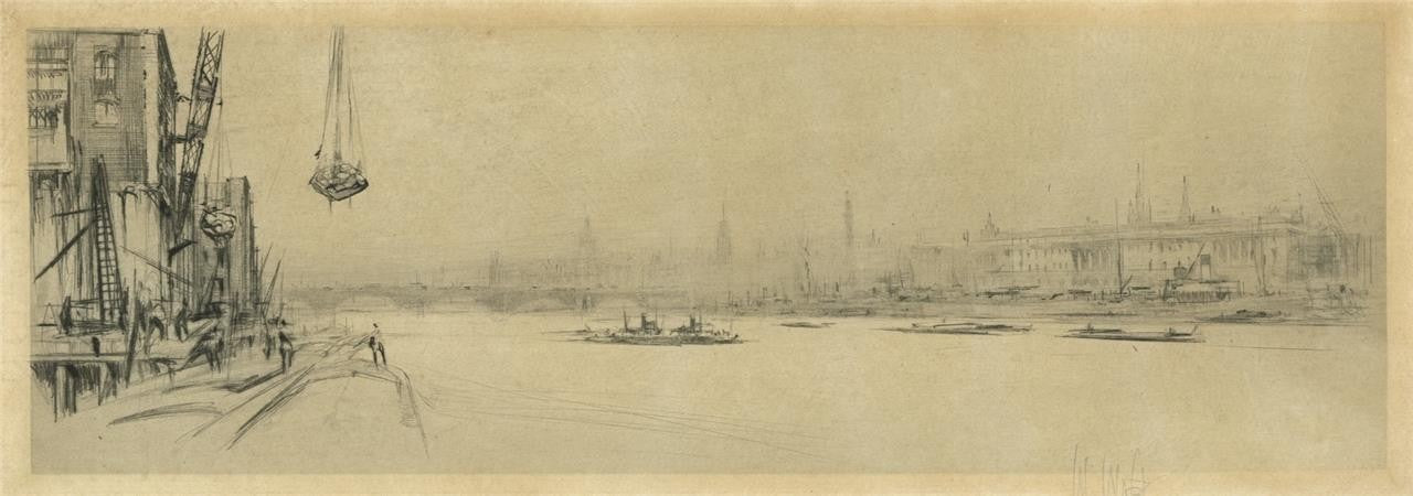 William Walcot (1874-1943) Pencil Signed Etching - The Thames London0