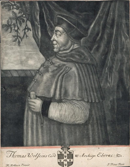 John Faber Sr After Hans Holbein The Younger - Mezzotint - Thomas Wolsey0