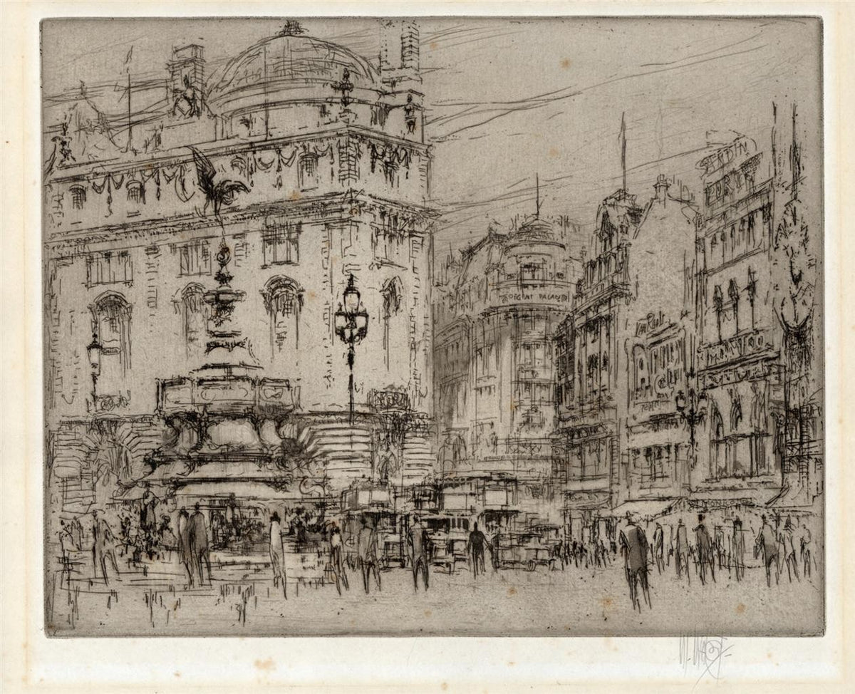 William Walcot (1874-1943) Pencil Signed Etching Piccadilly Circus London2