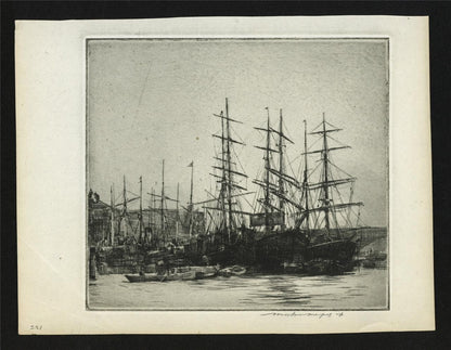 Mortimer Menpes (1855-1938) Pencil Signed Etching South Bank Near London Bridge1
