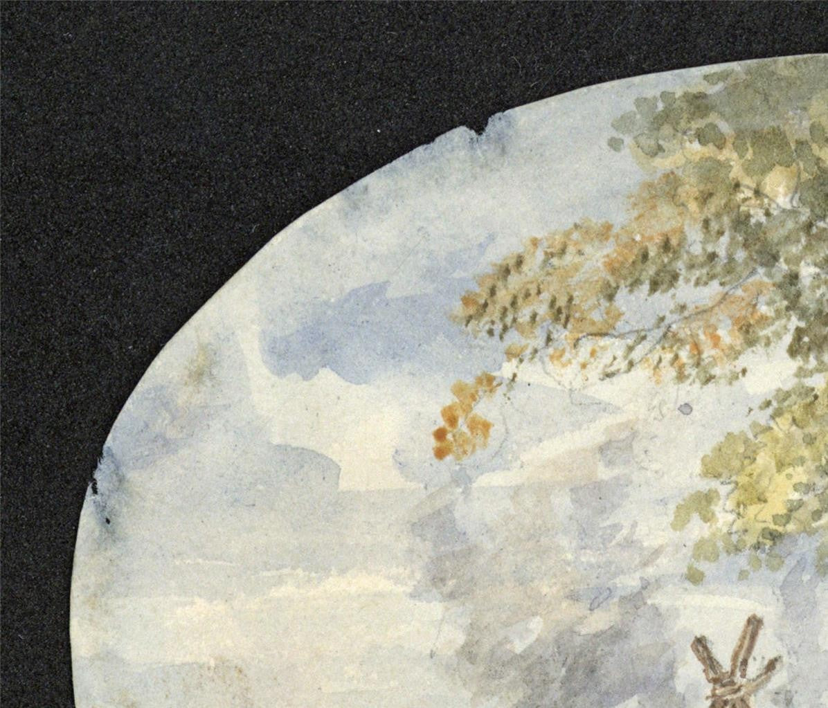 Figures In Rural Landscape Miniature Watercolour Painting 19th Century5