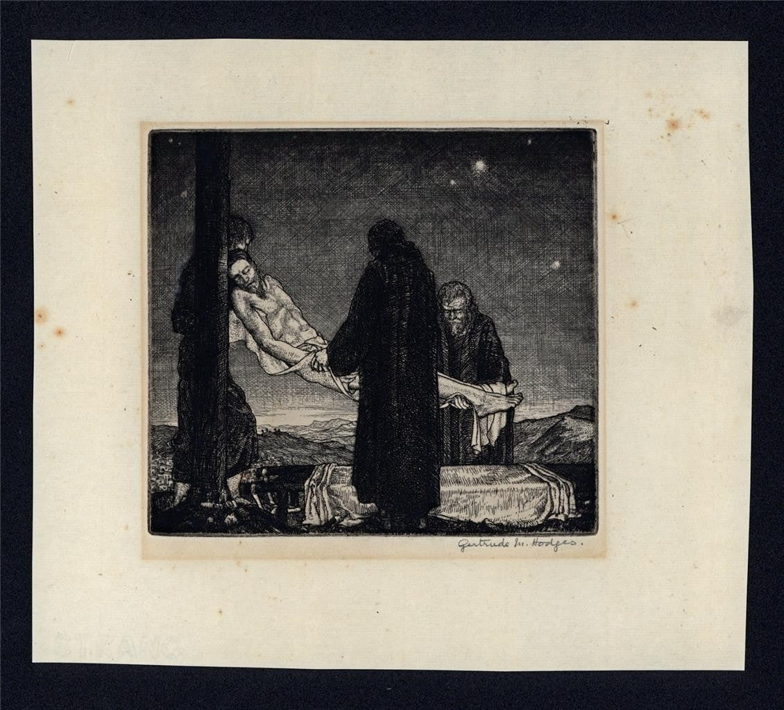 Gertrude Martin Hodges (1902-1989) - Signed Etching - Deposition Of Christ1
