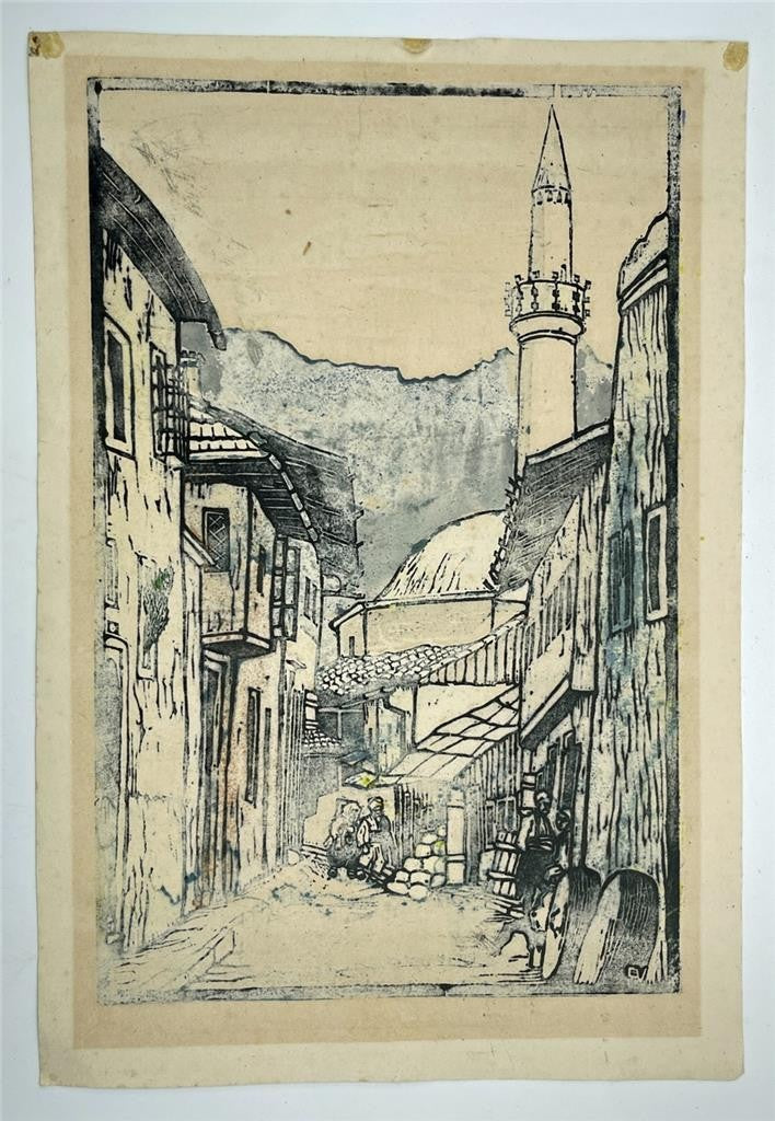 Valerie Petter-Zeis (1881-1963) Pencil Signed Woodcut - Sarajevo4