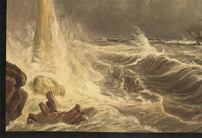 Storm At Sea - Antique Watercolour Painting - 19th Century - Seascape5