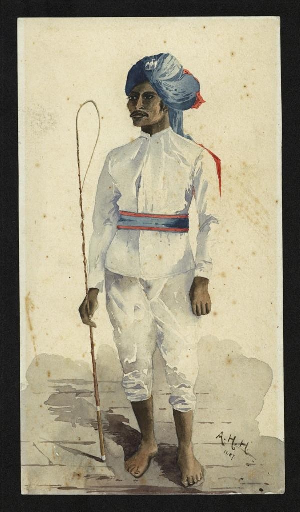 Portrait Of A Syce - India 1887 - Watercolour Painting - Arthur Herbert Hussey2