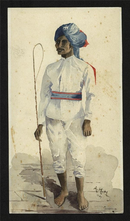 Portrait Of A Syce - India 1887 - Watercolour Painting - Arthur Herbert Hussey2