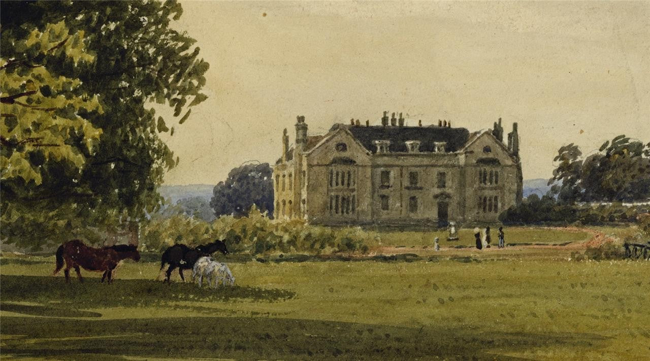 Newland Park? Buckinghamshire c1832 - Antique Watercolour Painting - Nash3