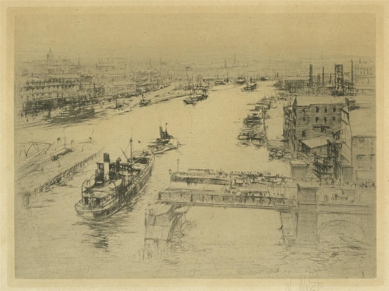 William Walcot (1874-1943) Pencil Signed Etching - The Tyne0