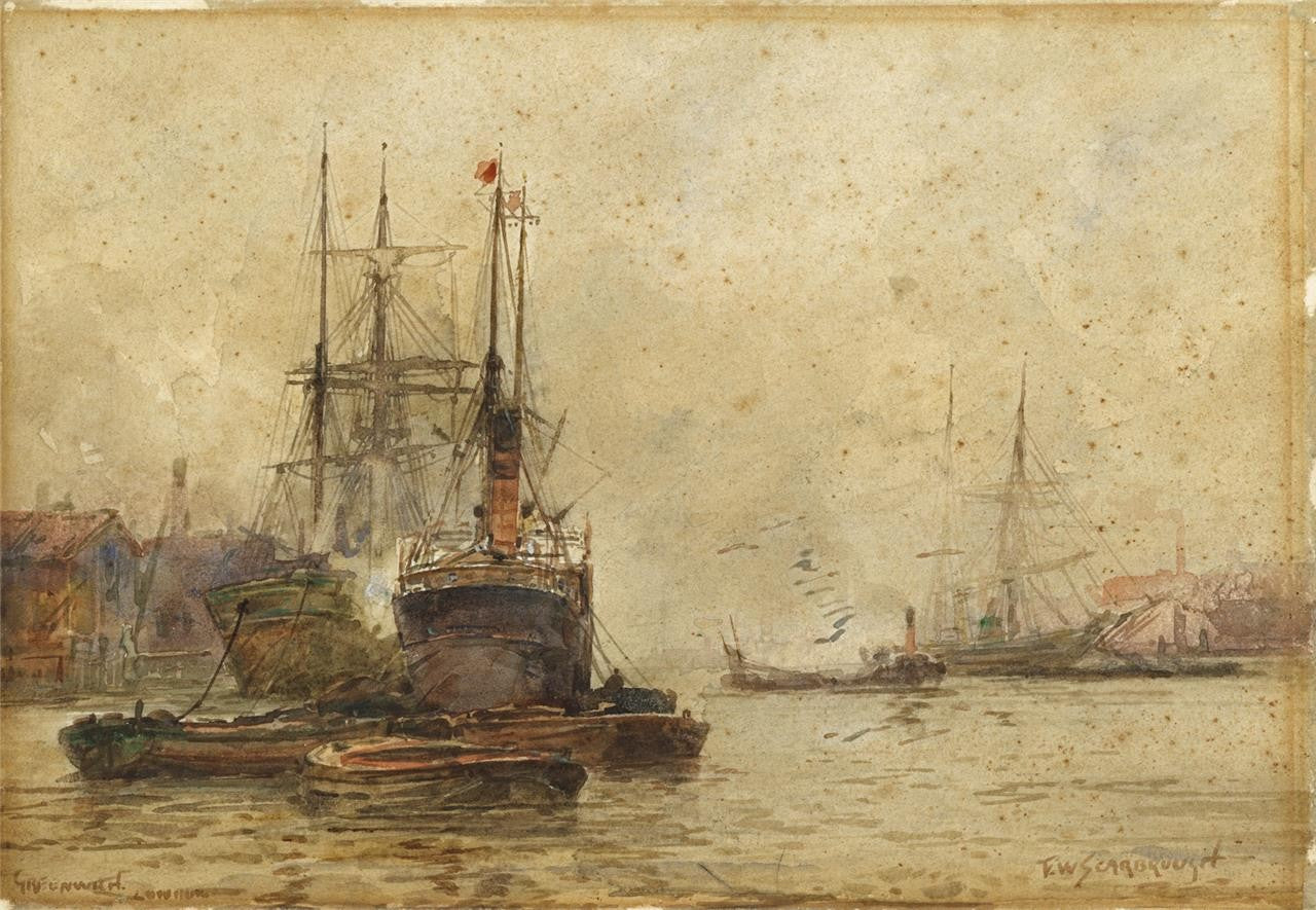 Frederick William Scarborough (18601939) Watercolour Painting Greenwich London0