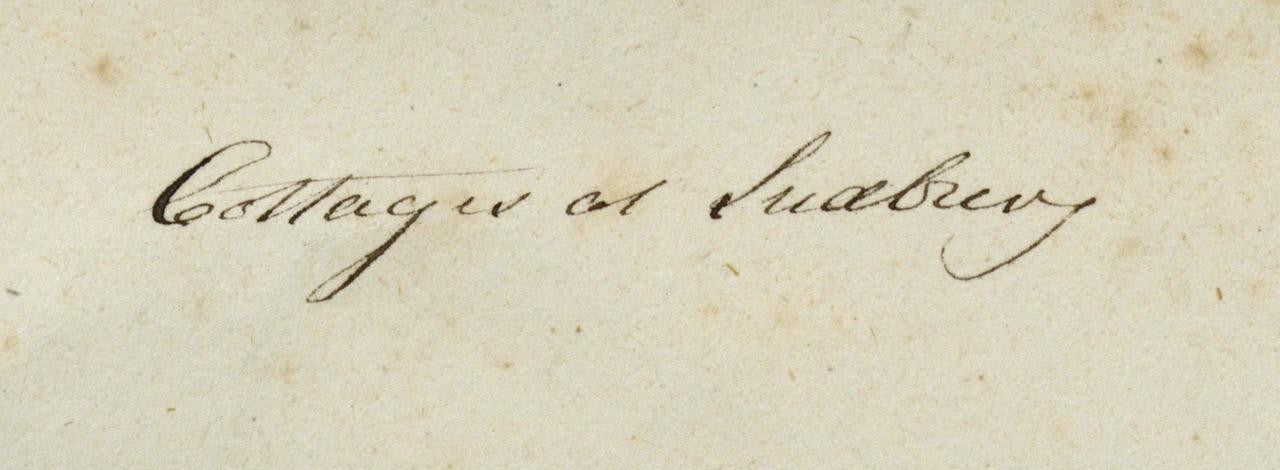 Mary Webster (1794-1883) Watercolour Painting Cottages At Sudbury London 18404