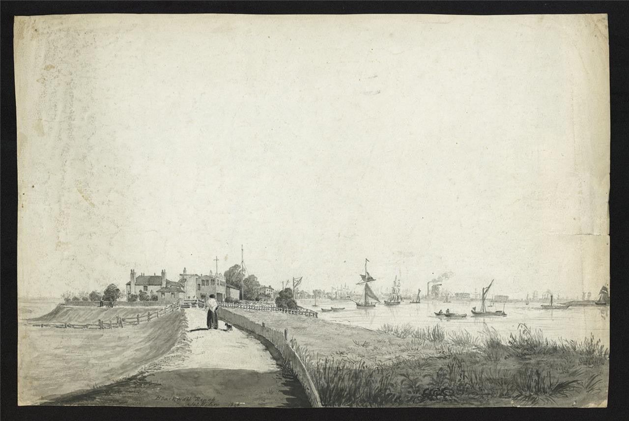 James Wilcox (17781865) Watercolour Painting  Blackwall Reach London 18431