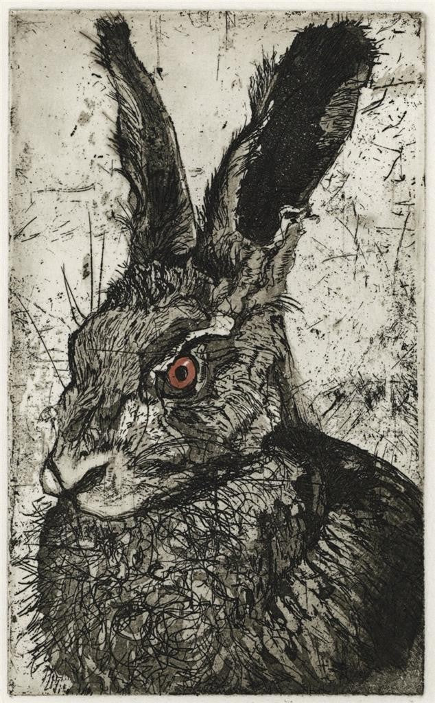 Julia Manning RE - Pencil Signed Etching - Doe Hare0