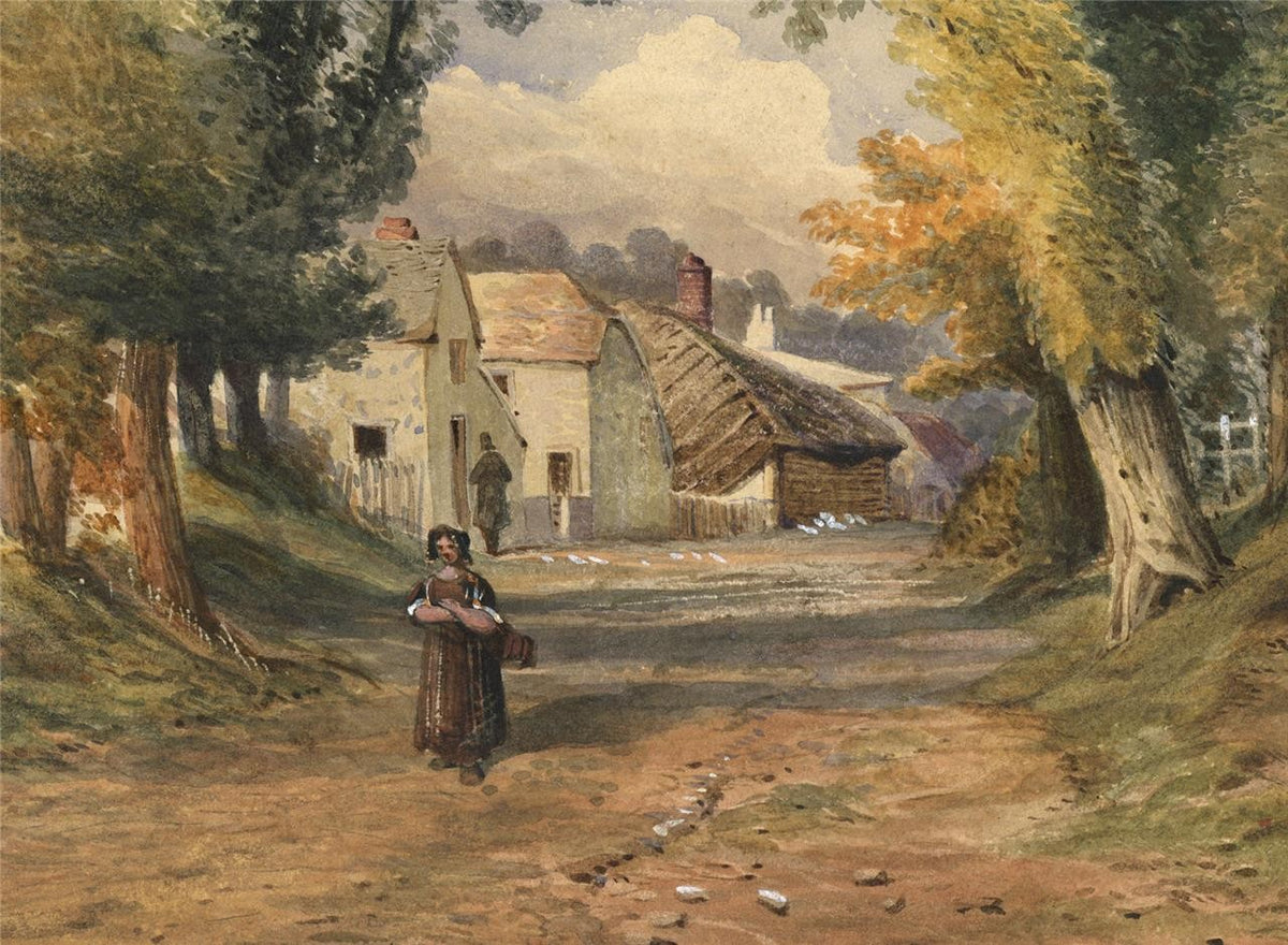 Henry Burdon Richardson (1826-1874) Watercolour Painting Village On The Thames2