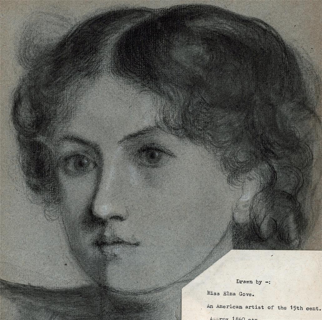 ELMA MARY GOVE (1832-1921) Pastel Drawing YOUNG LADY PORTRAIT - AMERICAN ARTIST3