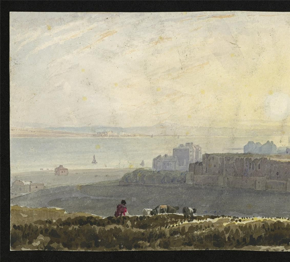 Castle In Landscape - Watercolour Painting - 19th Century5