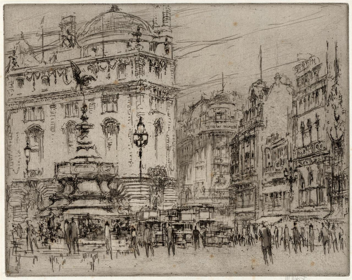William Walcot (1874-1943) Pencil Signed Etching Piccadilly Circus London0