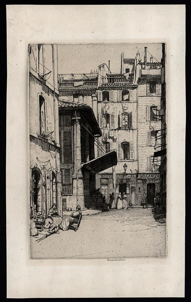 Herman Armour Webster (1878-1970) - Signed Etching - Vieux Marche Marseille 19121