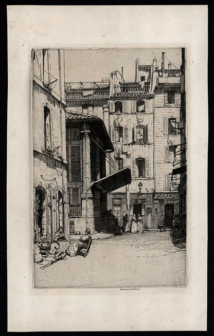 Herman Armour Webster (1878-1970) - Signed Etching - Vieux Marche Marseille 19121