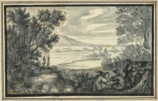 Figures In Landscape Small Watercolour Painting - Late 18th / Early 19th Century0