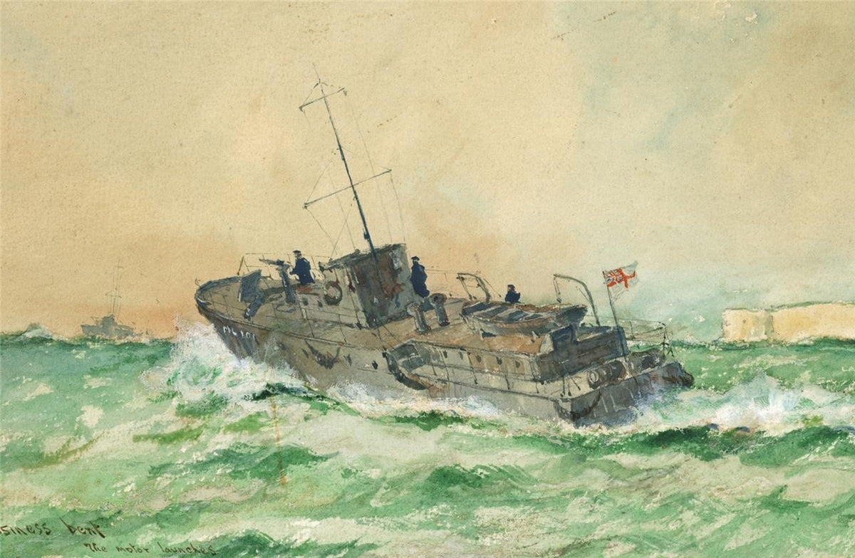 William Minshall Birchall - Watercolour Painting - The Motor Launches 1918 WW12