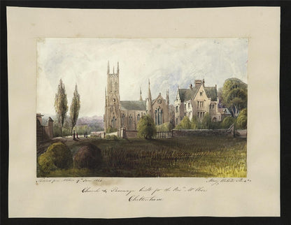 Mary Webster (1794-1883) Watercolour Painting Cheltenham Church & Parsonage 18401