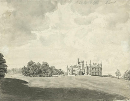James Wilcox (1778-1865) Watercolour Painting - Knebworth House - 18480