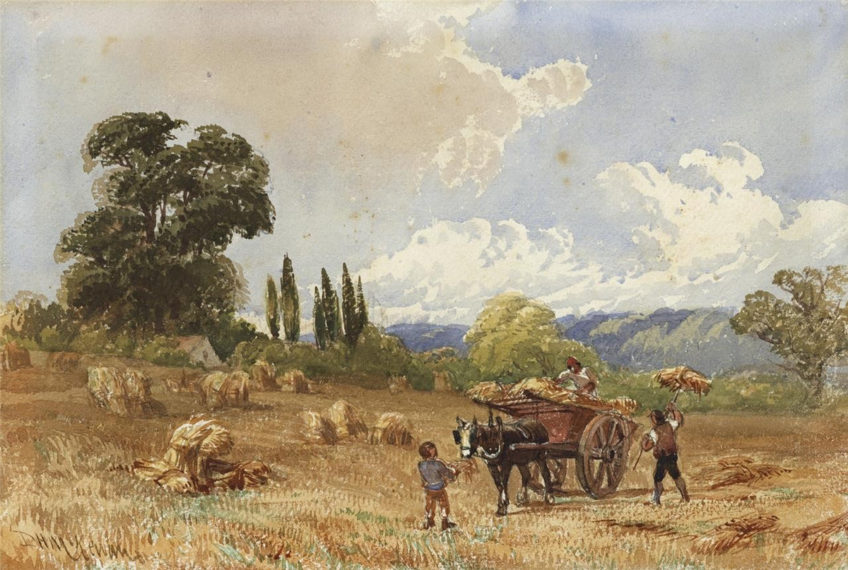 David Hall McKewan - Watercolour Painting - Farming Landscape - 19th Century0