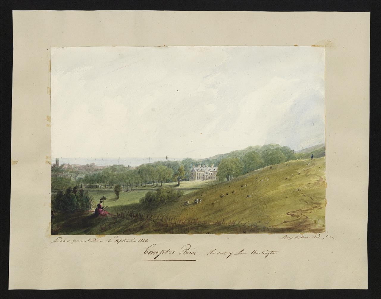Mary Webster (1794-1883) - Watercolour Painting - Compton Place Eastbourne 18421